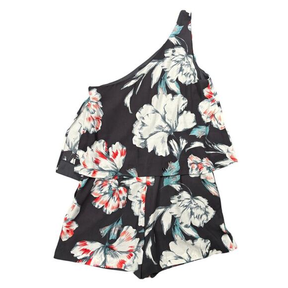 NWT 1. State One Shoulder Popover Romper Size 12‎ Ebony Tropical Floral - Picture 4 of 10